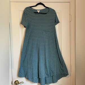 S Blue Striped LuLaRoe Carly Dress
